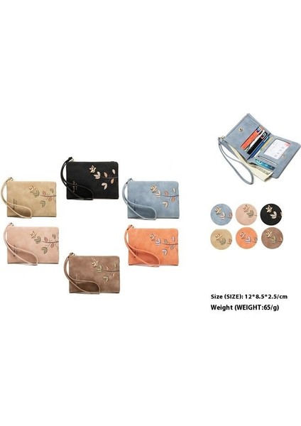 Cüzdan Kart Tutucu Yüksek Kaliteli Pu Kumaş Düz Renk Çiçek Baskı Stili, Kahverengi (Yurt Dışından) modelleri
