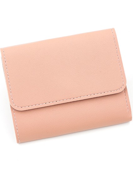 Cüzdan Kart Tutucu Yüksek Kaliteli Pu Kumaş Kentsel Basit Üç Katlı Stil, Pembe (Yurt Dışından)