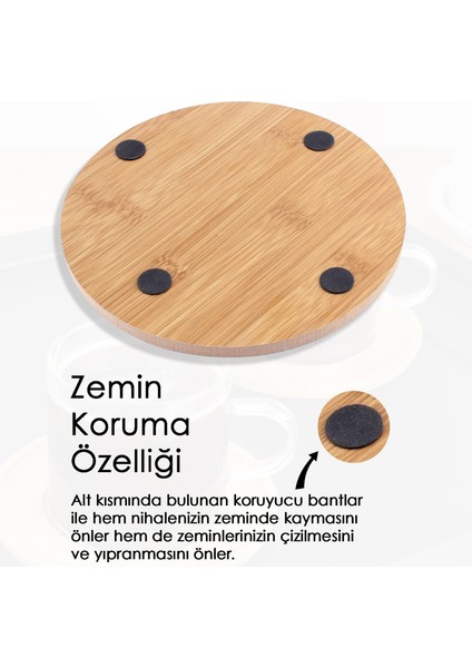 Ahşap Kaydırmaz Tava Tencere Çaydanlık Altlığı - Yuvarlak Kaymaz Taban Ahşap Nihale