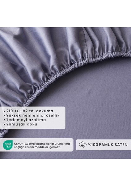Pamuk Saten Supreme Çift Kişilik Lastikli Çarşaf MAVI(160 x 200 x 35 cm )