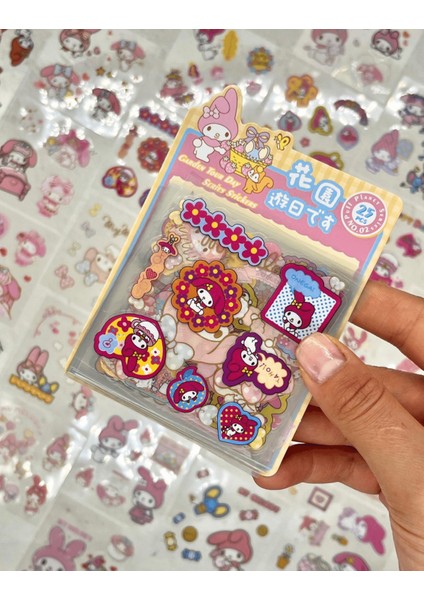 Sanrio Karakter My Melody 25 Yaprak Pet Sticker Set Sarı Paket/su Geçirmez/etiket