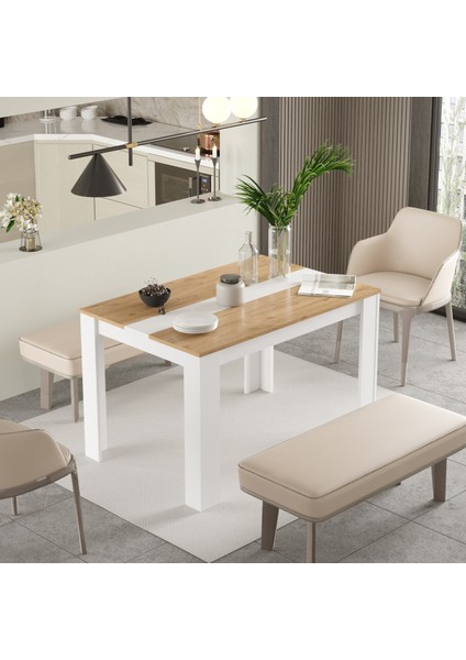 Lena Yemek Masası Mutfak Masası 120 x 80 Sepet-Beyaz