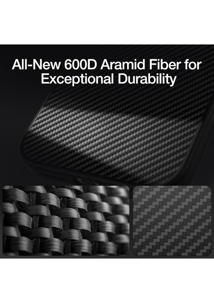 iPhone 16 Pro Max Kılıf Magsafe Uyumlu 600D Raptic Aramid Fiber Croxx Mondrian Serisi Kapak Siyah modelleri