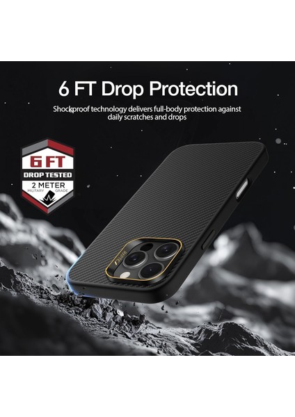 iPhone 16 Pro Max Kılıf Magsafe Uyumlu 600D Raptic Aramid Fiber Croxx Mondrian Serisi Kapak Siyah indirimleri