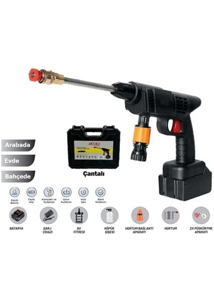 Oto Yıkama Tabancası Şarjlı Basınçlı Çantalı fiyatları