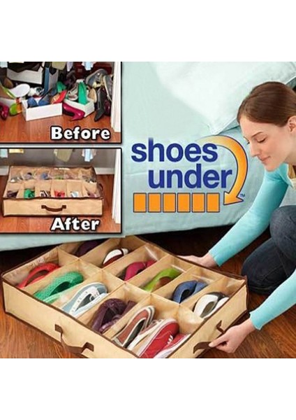 Ayakkabı Saklama Çantası 12 Bölmeli Shoes Under