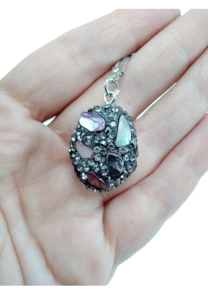 Kahve Doğaltaş Araba Dikiz Ayna Süsü, Oval Koyu Parlak Taşlı El Yapımı Lüks Hediyelik Aksesuar