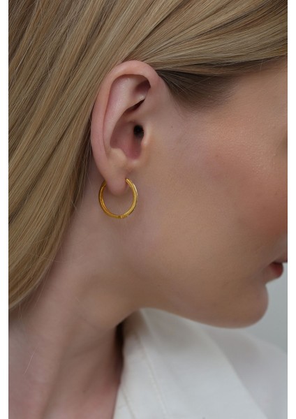 14 Ayar Altın Ajda Küpe 2 cm Gizli Kilitli