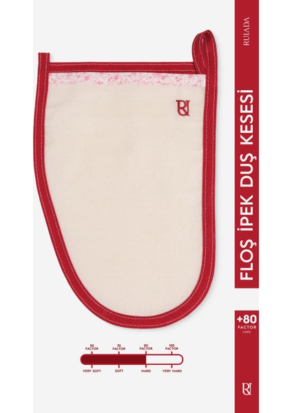 +80 Factor Kırmızı Kalın Banyo Duş Kesesi Peeling Eldiveni