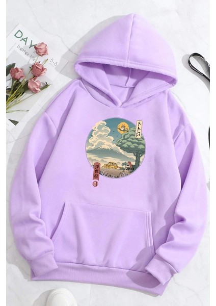 Unisex Neighbor\'s Ukiyo E Baskılı Sweatshirt