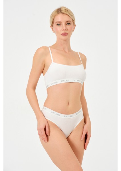 Kadın Fitilli Kumaş Ip Askılı Büstiyer ve Külot Takım