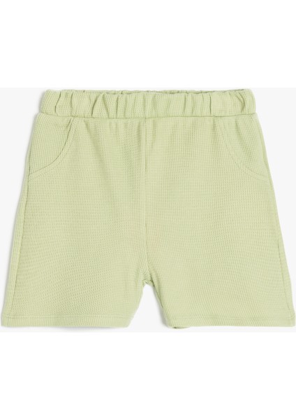 Pamuklu Bel Lastikli Cepli Şort