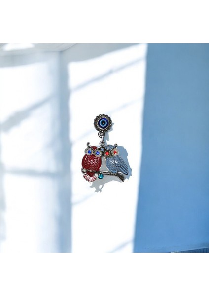 Zamak Döküm Çift Baykuş Magnet - El Işçiliğiyle Mineli Dekor