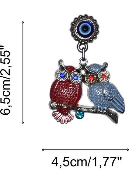 Zamak Döküm Çift Baykuş Magnet - El Işçiliğiyle Mineli Dekor