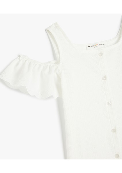 Brode Detaylı Kare Yaka Askılı Bluz modelleri