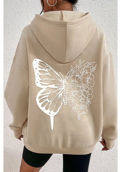Only Trendwear Unisex Drawing Butterflies Sırt Baskılı Sweatshirt