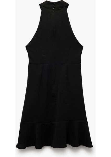 Aerobin Kumaş Kolsuz Halter Yaka Mini Elbise
