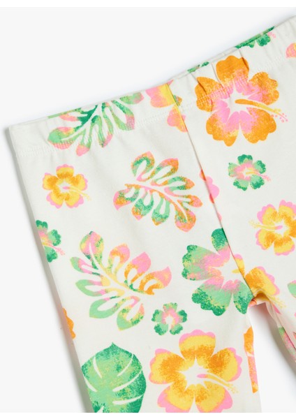 Pamuklu Çiçek Desenli Kapri Tayt modelleri