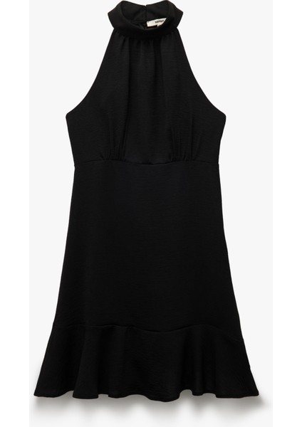 Aerobin Kumaş Kolsuz Halter Yaka Mini Elbise
