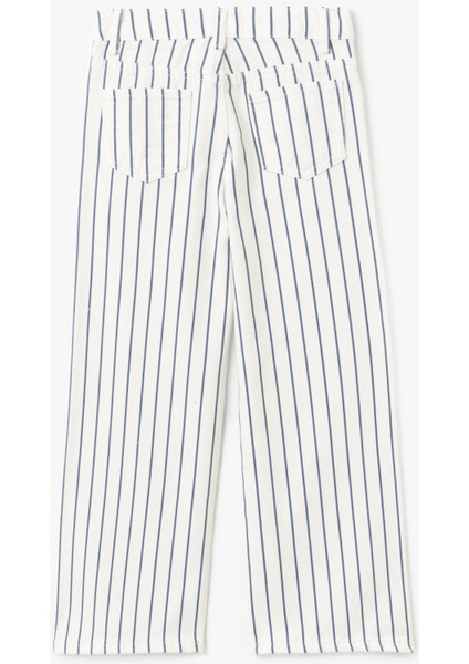 Pamuklu Çizgili Bol Paça Denim Pantolon fiyatları