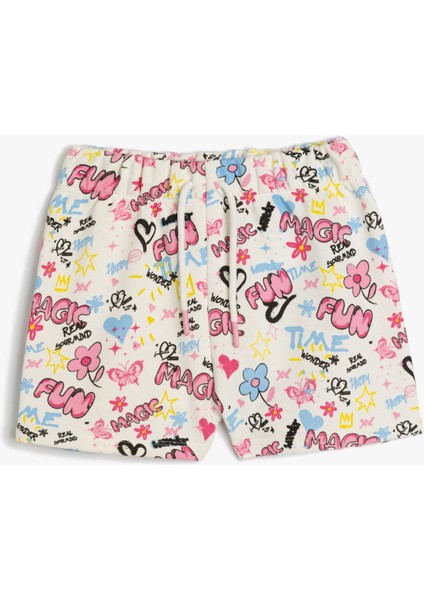 Beli Lastikli Şort Baskı Detaylı