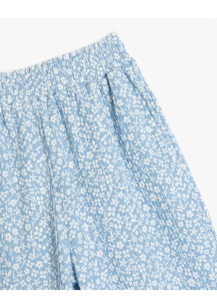 Çiçek Desenli Beli Lastikli Pantolon modelleri