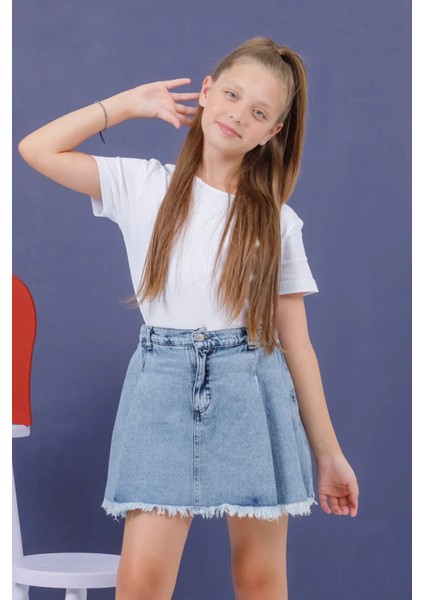 Kız Kot Şort Etek- Denim Şort Etek modelleri