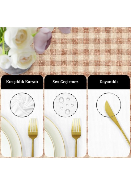 Canvas Ekose Sıvı Geçirmez Leke Tutmaz Masa Örtüsü Somon fırsatları