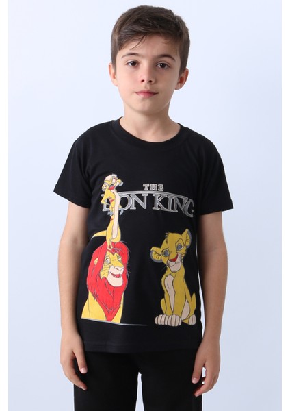 Erkek Çocuk Tshirt Lion Baskılı Bisiklet Yaka E36