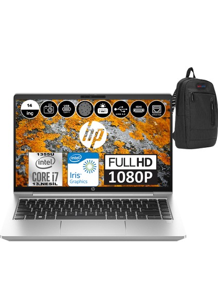 Probook 440 G10 Intel Core I7 1355U 32GB 1tb SSD Intel® Iris® Xᵉ Windows 11 Pro 14" Fhd Taşınabilir Bilgisayar 725Q6EAP07 + Zetta Çanta