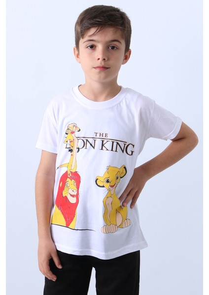 Erkek Çocuk Tshirt Lion Baskılı Bisiklet Yaka E36