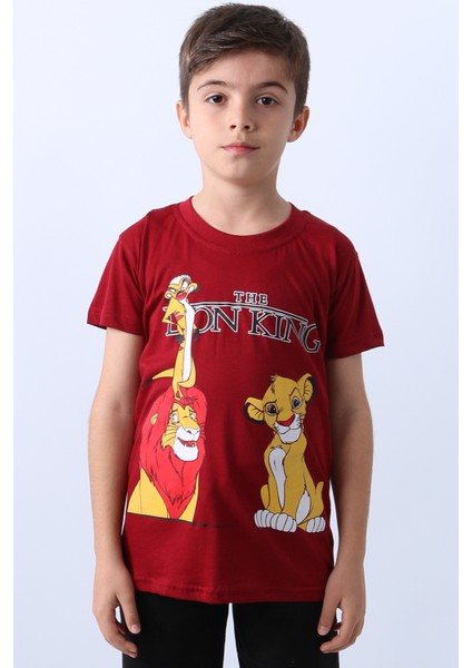 Erkek Çocuk Tshirt Lion Baskılı Bisiklet Yaka E36