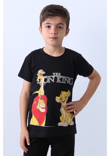 Erkek Çocuk Tshirt Lion Baskılı Bisiklet Yaka E36