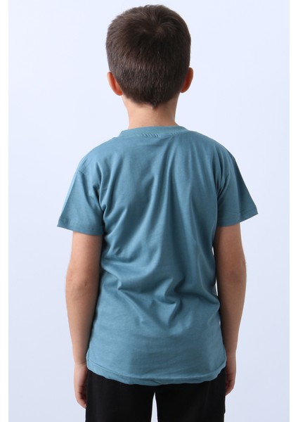 Erkek Çocuk Tshirt Lion Baskılı Bisiklet Yaka E36