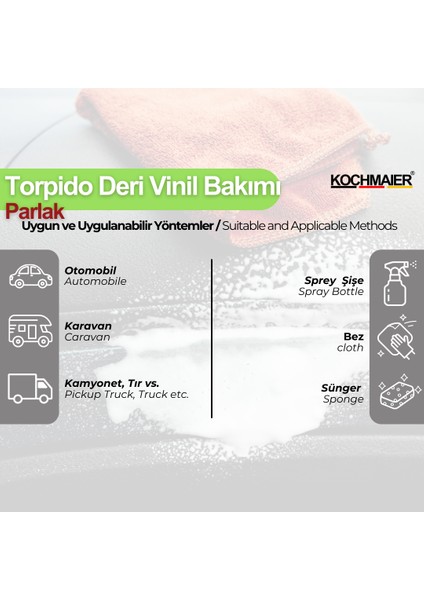 Torpido Bakım Sütü Deri Vinil Parlatıcı ( Parlak Görünüm ) 1 Litre