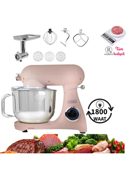 Kıyma Çekme Sucuk-Sosis Yap Hamur Yoğurma 1800W Güç 6,2 Lt Full Döküm Gövde Premium Mutfak Şefi