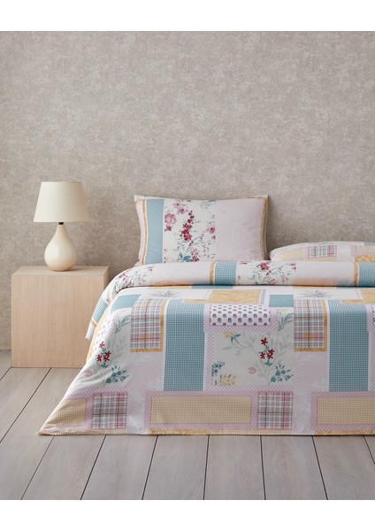 Patch Bouquet Çift Taraflı Pamuklu Tek Kişilik Nevresim Seti 160 x 220 cm Yeşil-Sarı