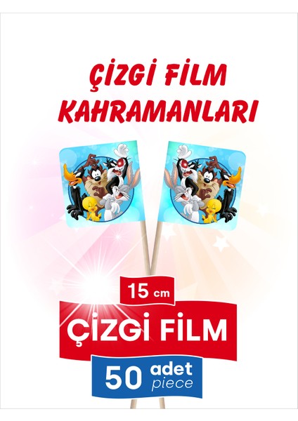 Çizgi Film Kahramanları Baskılı Servis Kürdanı