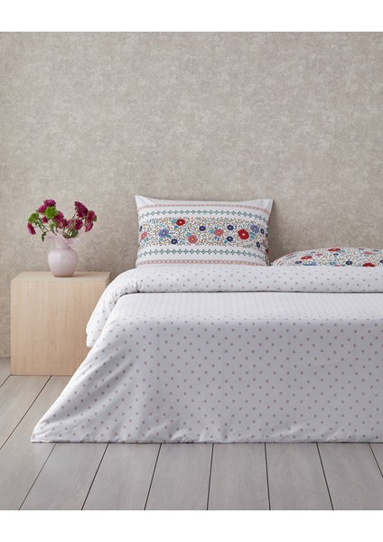 Blossom Bands Pamuklu Çift Kişilik Nevresim Seti 200 x 220 cm Kırmızı - Mavi fiyatları