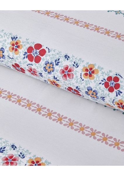 Blossom Bands Pamuklu Çift Kişilik Nevresim Seti 200 x 220 cm Kırmızı - Mavi modelleri