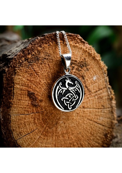 Gümüş Ejderha Kolye 925 Ayar Gümüş Ejderha Figürlü Madalyon Kolye Ejder Unisex Kolye modelleri