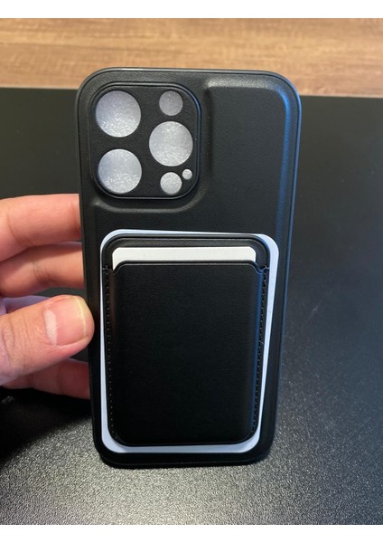 iPhone 16 Pro Max Uyumlu Premium Deri Magsafe Cüzdanlı Kartlıklı Kamera Çerçeve Standlı Kılıf