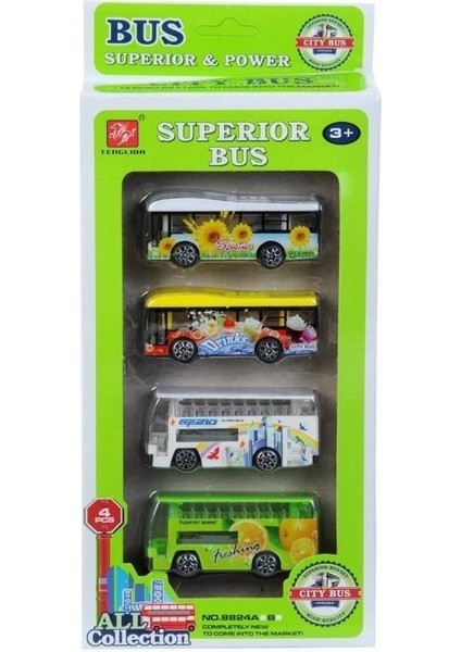 Mini 4'lü Otobüs Seti 7 cm - 8824A (Lisinya)