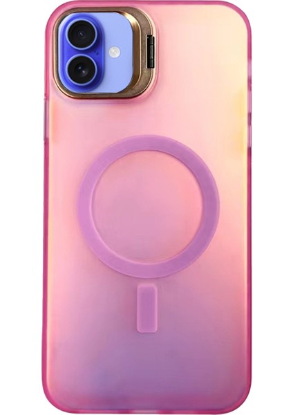Apple iPhone 16 Primera Magsafe Standlı Kapak - Pembe 11