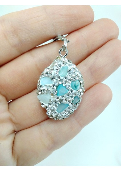 Açık Turkuaz Doğaltaş Araba Dikiz Ayna Süsü Beyaz Parlak Taşlı El Yapımı Lüks Hediyelik Aksesuar modelleri