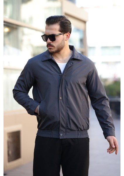 Erkek Gri Su ve Rüzgar Geçirmez Oversize Rahat Kesim Bel Lastikli Astarlı Mevsimlik Mont modelleri
