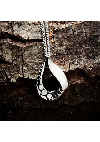 Gümüş Damla Kolye 925 Ayar Gümüş Su Damlası Figürlü Unisex Kolye