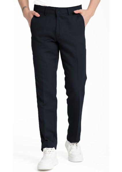 Erkek Lacivert Pamuklu Cepli Yazlık Düz Keten Pantolon modelleri