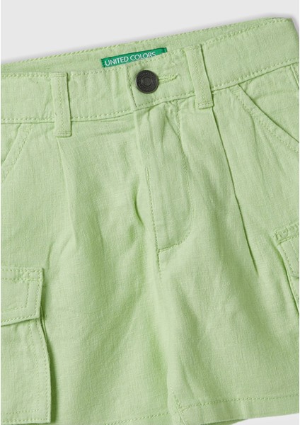 Erkek Çocuk Açık Yeşil Önü Logo Işlemeli Yama Cepli Bermuda Şort fiyatları