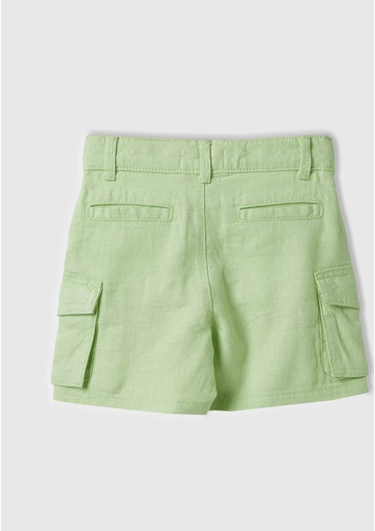 Erkek Çocuk Açık Yeşil Önü Logo Işlemeli Yama Cepli Bermuda Şort modelleri